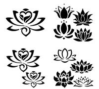 GORGECRAFT 4 Estilos Calcomanía de Flor de Loto Etiqueta Engomada Del Coche de Loto Negro Calcomanías de Flores para Auto Decoración de Motocicleta Calcomanías Autoadhesivas Impermeables