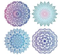 GORGECRAFT 4 Estilos Mandala Ventana Se Aferra No Adhesivo Estático Flor de la Vida Puerta Corredera Pegatina Impermeable Primavera Ventana Película Evita Que los Pájaros Golpeen Dormitorio Baño