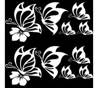 GORGECRAFT 4 Hoja de Calcomanías de Mariposa para Auto Calcomanías Grandes para Auto Mariposas Besándose Hibisco Reflectantes Vinilo Impermeable Mujeres Blanco