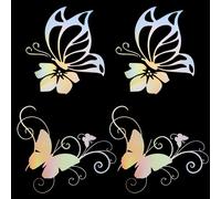GORGECRAFT 4 Hoja Mariposa Coche Calcomanía Conjunto Mariposas Besándose Hibisco Calcomanías Reflectantes Vinilo Impermeable Pegatina Mujeres Coche Pegatinas para Auto Camión SUV Pared Arte Portátil