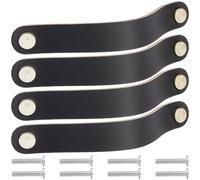 GORGECRAFT 4 Paquete de Tiradores Decorativos de Cuero Genuino para Tocador Tiradores de Cuero 20cm para Cajones Tiradores para Gabinetes Pomos Suaves Hechos A Mano Puertas de Armarios de Cocina