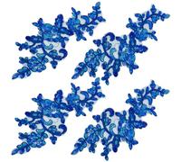 GORGECRAFT 4 par de Parches Bordados de Flores de Hoja de Hierro, Apliques de Encaje, Parches Naturales Adecuados para Ropa, Pantalones, Costura, Decoración Artesanal (Azul Oscuro)