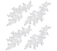 GORGECRAFT 4 par de Parches Bordados de Flores de Hoja de Hierro, Apliques de Encaje, Parches Naturales Adecuados para Ropa, Pantalones, Costura, Decoración Artesanal (Blanco)