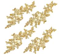 GORGECRAFT 4 par de Parches Bordados de Flores de Hoja de Hierro, Apliques de Encaje, Parches Naturales Adecuados para Ropa, Pantalones, Costura, Decoración Artesanal (Dorado)