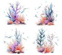 GORGECRAFT 4 Pegatina de Ventana de Coral de 16x16cm Diseño de Peces Marinos Oceánicos Estática para Puerta Corredera Adhesivo de Vidrio Película Anticolisión Pegatinas de Alerta para Dormitorio
