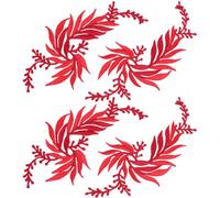 GORGECRAFT 4 Pieza 2 Estilos Hojas Rojas Parche Bordado para Planchar Parches Bordados de Hojas Apliques de Bordado de Boda Parche para Bricolaje Vestido Pantalones Vaqueros Ropa Cortina Almohada
