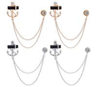 GORGECRAFT 4 Pieza de Ancla de Cristal para Collar Broche de Cadena Colgante con Diamantes de Imitación 2 Colores Broches de Borla para Hombres Y Mujeres Traje Collar Broche de Cadena Decoración