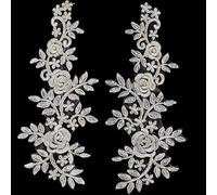 GORGECRAFT 4 Pieza de Apliques Bordados de Encaje Parche Bordado de Flores Borde Metálico Dorado Tela de Encaje Floral Apliques para Coser para Manualidades Costura Vestido de Boda Ropa Mochilas
