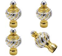 GORGECRAFT 4 Pieza de Cubiertas para Barras de Cortina,Extremos de Remates de Cortina de Plástico Dorado,Tapas Redondas para Postes de Cortinas,Cabezales de Cortina para Cortina de Oficina