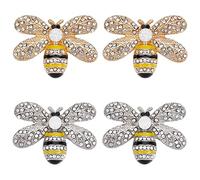 GORGECRAFT 4 Uds. Botones de Aleación de Diamantes de Imitación de Abeja 2 Colores Adornos de Cristal Vástago de Metal Costura Abrigo Botones Adornos Manualidades para Zapatos, Ropa, Bolsos