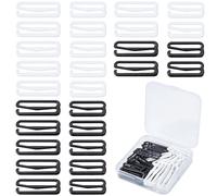 GORGECRAFT 40 ganchos de correa de sujetador de 2 tamaños, 23 mm y 30 mm, de metal, deslizador, color negro y blanco, clips de ajuste para traje de baño, cierre de traje de baño para bralette