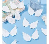GORGECRAFT 40 pieza de Tela de Alas de Ángel con Purpurina, Mini Alas Blancas En Relieve, Apliques de Lentejuelas para Manualidades, Bolsos, Decoración Del Cabello, Camisas, Suministros de Adorno