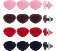 GORGECRAFT 40pz 4 Colores Flocados Narices de Seguridad Grandes Animales de Plástico para Hacer Muñecas Artesanía Triángulo Crochet Perro Oso de Peluche Nariz con Arandelas para Marionetas Muñecas