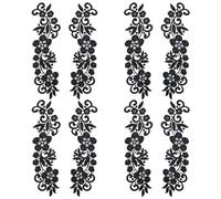 GORGECRAFT 4par de Apliques de Tela de Encaje de Flores Parches Bordados Florales Negros para Coser Solubles En Agua Bricolaje Vestido de Novia Sombreros Cuello Escote Adornos de Malla para Coser Ropa