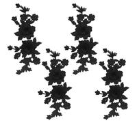 GORGECRAFT 4pz Parches Bordados de Flores Negras Ramo de Rosas Parche para Coser Apliques Florales Retro Par de Adornos de Poliéster Tocado Ropa Bolsos Pantalones Vaqueros Boda Adorno Nupcial.
