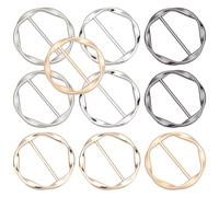 GORGECRAFT, 5 Colores, 10 uds., Clips de Corbata de Camiseta de Metal, Clip de Hebilla de Cintura, Hebillas de Bufanda de Seda, Anillo Redondo, Soporte para Envolver Ropa