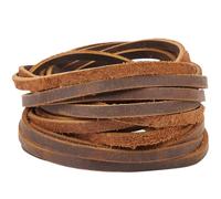 GORGECRAFT 5 m x 5 mm x 2 mm cordón de cuero plano tiras de auténtica piel de vacuno cuerda trenzada para pulseras collar creación de joyas encaje para botas artesanales, Sienna