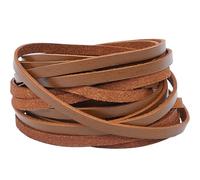 GORGECRAFT 5 m x 5 mm x 2 mm tiras de piel auténtica cordón de cuero plano cuerda de vacuno cuerda trenzada hilo para manualidades DIY collares pulseras llavero encaje para botas, chocolate