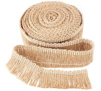 GORGECRAFT 5 Metro Borla de Flecos de Arpillera Borla de Encaje de Yute Adornos de Flecos de Costura Cuerda de Yute Plana Cuerda de Cáñamo Hecha A Mano Artesanía para Vestido de Boda Latino