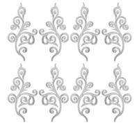 GORGECRAFT 5 par de Apliques de Bordado de Flores Metálicos Florales Estilo Bohemio Étnico Coser Planchar En Parche de Corona Apliques Bordados Florales para Costura DIY Vestido de Novia Ropa Plata