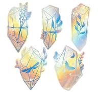 GORGECRAFT 5 Pieza de Pegatinas de PVC con Diamantes para Ventana Anticolisión Pegatinas Estáticas de Cristal Azul Transparente Alerta de Arcoíris para Ventana Atrapasueños para Salvar Pájaros