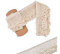 GORGECRAFT 5 yardas X 4" anchas de Algodón con Borlas Y Flecos, Cintas de Encaje para Ropa, Cortinas, Accesorios para Manualidades, Decoración Del Hogar, Crema