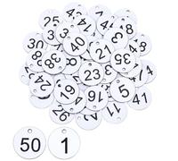 GORGECRAFT 50 Etiquetas Redondas de Plástico con Números 1-50 Etiquetas de Identificación Equipaje con Orificios Grabados Numerados Etiquetas Colgantes Dormitorio Llaveros Cajas Armarios Taquillas