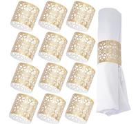 GORGECRAFT 50 Pieza de Servilleteros Dorados Servilletas de Papel de Metal Huecas Bandas Decorativas de Papel de Aluminio Corte Láser para Bodas Cenas Decoraciones de Mesa Eventos Especiales