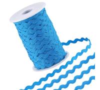 GORGECRAFT 50m Rick Rack Trim Ancho Azul Onda Doblada Borde de Flecos Tejido Trenzado Borde Tela Cinta de Encaje para Manualidades de Costura DIY Vestido Ropa Adorno Decoración de Fiesta
