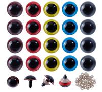 GORGECRAFT 50pz Ojos de Plástico para Muñecas Ojos de Seguridad de Ganchillo de 20mm Animales de Peluche Manualidades Amigurumi Títeres Osos de Peluche Suministros Hacer Animales Negro Marrón