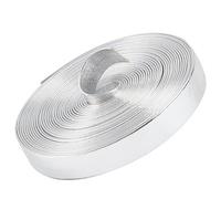 GORGECRAFT 5m*12mm Correas de Cuero Metálicas Cordón de Cuero Plano Plateado Brillante Pelador de Encaje de Cuero de PU Brillante Cordón de Cuentas Cinta para Manualidades Suministros de Imitación