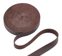 GORGECRAFT 5m*15mm*1.6mm Correa de Cuero Cordón de Cuero Plano Tiras de Imitación de Grano de Lichi Hilos Cuerdas Trenzadas para Manualidades Collares para Mascotas Cinturón de Guitarra, Coco Marrón