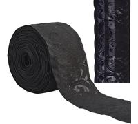 GORGECRAFT 5m*5.5cm Cinta de Encaje Elástica Patrón Floral Antideslizante Costura Elástica Borde de Encaje Recorte para Diadema Ligas Manualidades Decor de Fiestas En el Hogar Envoltura de Regalos