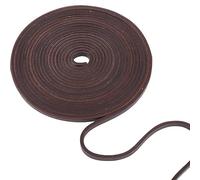 GORGECRAFT 5M Cordón de Cuero Genuino 6 mm de Ancho Plano Cordón Cuero Vaca Envoltura Cinturón Plano Un Solo Lado Rollo Cuerda para Bricolaje Artesanía Coco Marrón