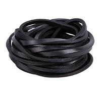 GORGECRAFT 5m Tiras Planas de Cuero Genuino Negro 5.5mm de Ancho Cuerda de Cuerda de Cuero de Vaca Brillante Correas de Cuero Trenzado Abalorios Hilos para Artesanía Llaveros Fabricación Tirador