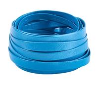 GORGECRAFT 5mx8mmx1mm Tira de Cuero de Doble Pliegue Cordón Plano de Cuero Tiras de Cuero Plegables Correas de Polipiel con Textura de Piel de Cordero Ribete de PU Azul Acero Hilo Trenzado Pulseras