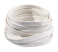 GORGECRAFT 5mx8mmx1mm Tira de Cuero de Doble Pliegue Textura de Piel de Cordero Correas de Cuero Sintético Cordón de Cuero Plano Tiras de Cuero Plegables Ribete de PU Blanco Hilo Trenzado