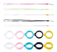 GORGECRAFT 5PCS Juego de Cordón de Perdidos Opuestos Incluye 5PCS Cordones de Collar Correa de Seguridad para el Cuello Soporte Colgante con 20PCS Soporte de Anillos de Goma de Goma