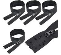 GORGECRAFT 5pz Cremalleras Impermeables de 42cm Negro N.°5 de Nailon con Separador de Bobinas Y Tirador de Cremallera Herramientas de Costura A Medida para Chaquetas Bolsos Equipaje Abrigos de Plumas
