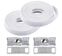 GORGECRAFT 6 Cordones de Metal Sin Atar de Aleación de Plata Elásticos Fáciles de Usar con Hebillas de Diamantes de Imitación Y Cierres de Diamantes Brillantes para Zapatillas de Deporte de Mujer