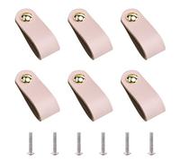 GORGECRAFT 6 Unids Tiradores de Cuero Tirador de Puerta de Gabinete Vintage Tiradores de Cajón de Cuero de Color Rosa para Cocina Gabinetes de Baño Armarios Vestidor, 143x25mm