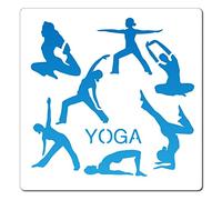 GORGECRAFT 7.1"X7.1" Plantilla de Pose de Yoga Plantilla de Gimnasia Mujeres Practicando Plantillas de Pintura de Dibujo de Plástico Reutilizable para Pintar En Tarjeta Pared Tela Azulejo Lienzo