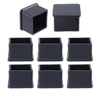 GORGECRAFT 8 Funda para Patas de Silla Color Negro Cuadrada Deslizadores para Sillas Puntas Patas de Protectores Suelo Funda 35x35mm Protección Suelos Madera Dura