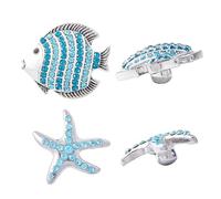 GORGECRAFT 8 Pieza de Botones A Presión de Diamantes de Imitación de Aleación de Pez Y Estrella de Mar para Coser En Diamantes de Imitación Apliques de Cristal Adornos En Ropa Decoración de Joyería