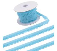 GORGECRAFT 9m Cinta Elástica de Encaje para Lencería Borde de Recorte Patrón de Flores Flecos de Ganchillo para Costura Prendas de Vestir Envoltorio de Regalos Suministros de Boda Azul Cielo