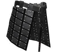 GORGECRAFT Armadura de Muslo de Piel Sintética Medieval Protector de Cintura Y Pierna Vikingo de Doble Cara Retro con Cinturón Armadura de Falda de Caballero Mercenario para Halloween Hombre Negro