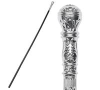 GORGECRAFT Bastón de Proxeneta 5 Juego de Bastón Vintage Negro para Disfraz de Cosplay con Perilla Superior Plateada Bastón para Caminar Cetro de Mago Varita para Halloween Adultos Príncipe Brujas