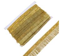 GORGECRAFT Borla de Flecos Dorados 10mX35mm Ribete de Lentejuelas Metálicas Cinta de Borlas con Lentejuelas Doradas Ribete de Encaje Manualidades de Costura Ropa Cortinas Manteles Adornos del Hogar