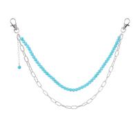 GORGECRAFT Cadena para pantalones turquesa 44,2 cm de aleación sintética turquesa con cuentas redondas llavero para pantalones estilo Hip Hop de 2 capas bolsillo para vaqueros ropa para hombre y mujer