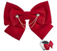 GORGECRAFT Casco con Lazo Decorativo de Tela de Poliéster Grande Rojo Autoadhesivo con Cadena Dorada de Hierro Ventosa para Casco de Mujer para Esquí Bicicleta Motocicleta Snowboard Ciclismo Parche